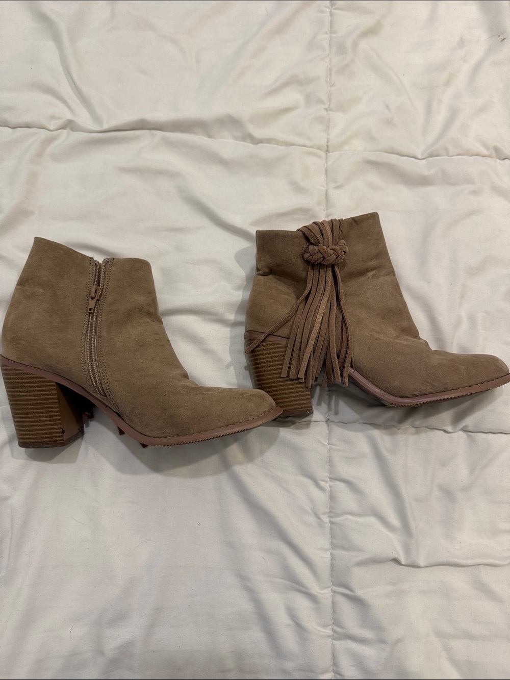 Forever 21 Taupe Suede Fringe Ankle Booties